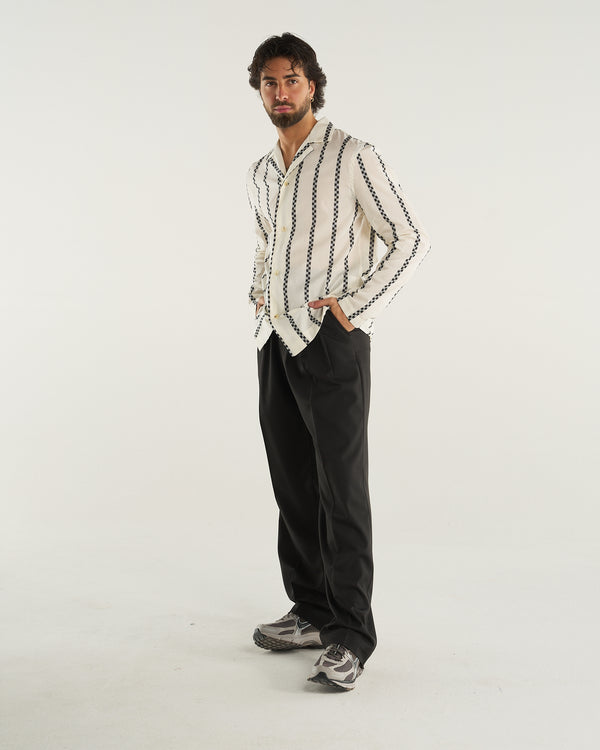 LONG-SLEEVED STRIPED SHIRT BLACK