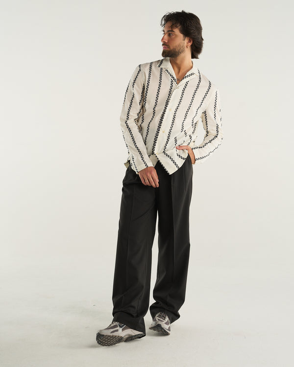 LONG-SLEEVED STRIPED SHIRT BLACK