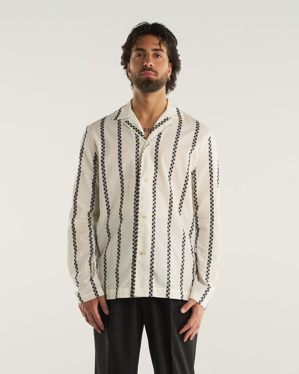 LONG-SLEEVED STRIPED SHIRT BLACK