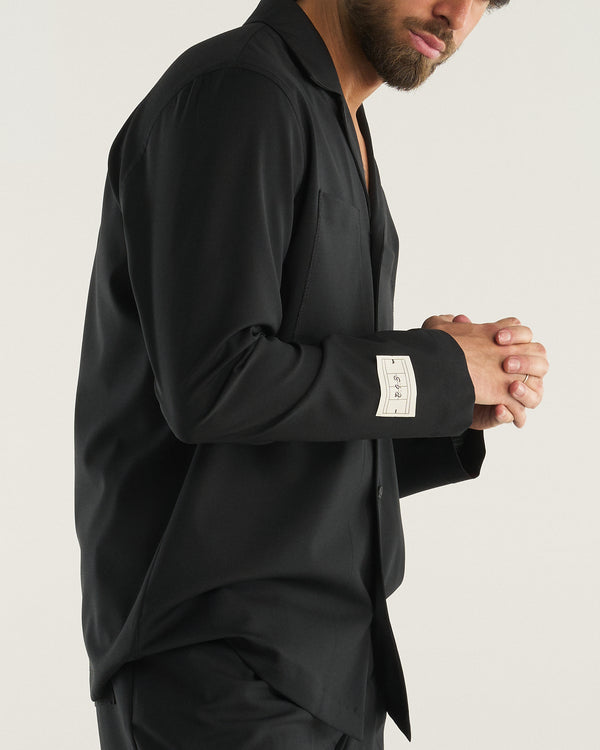 LONG-SLEEVED WOOL SHIRT BLACK