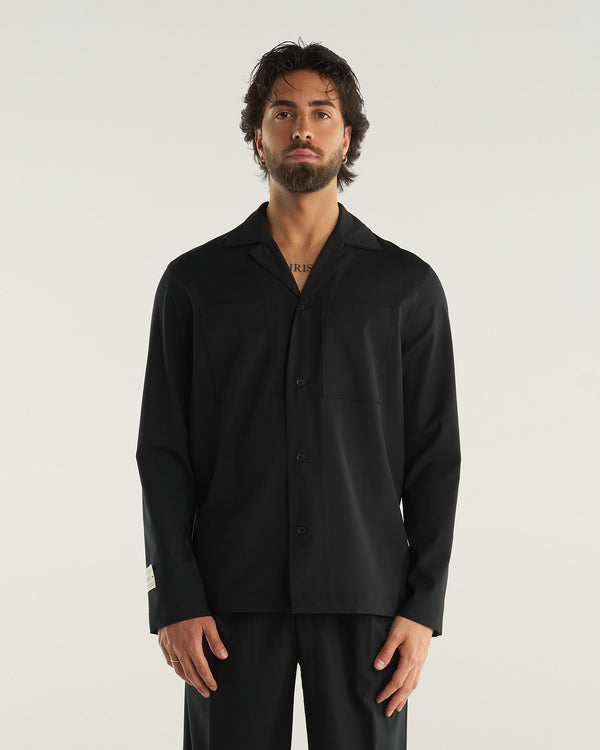 LONG-SLEEVED WOOL SHIRT BLACK